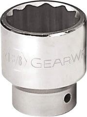 GearWrench - 1-3/8", 3/4" Drive, Standard Hand Socket - 12 Points, 2-9/32" OAL, Alloy Steel, Chrome Finish - Eagle Tool & Supply