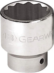 GearWrench - 1-1/4", 3/4" Drive, Standard Hand Socket - 12 Points, 2-3/16" OAL, Alloy Steel, Chrome Finish - Eagle Tool & Supply