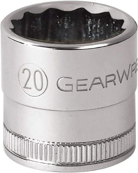 GearWrench - 1/2" Drive, Standard Hand Socket - 12 Points, 1-31/32" OAL, Alloy Steel, Chrome Finish - Eagle Tool & Supply