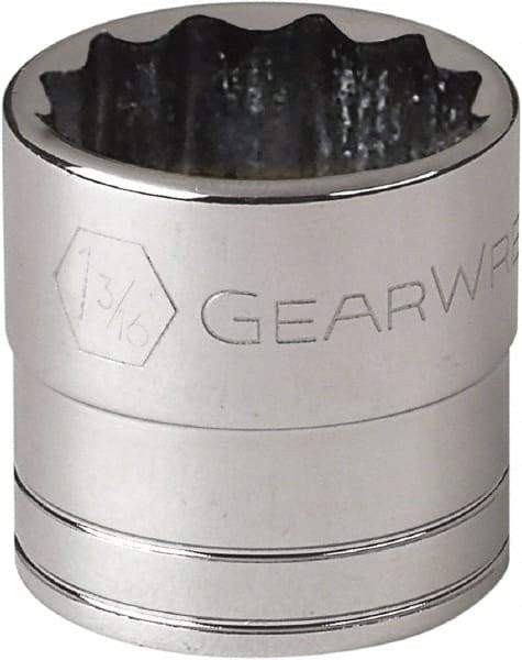 GearWrench - 1-3/16", 1/2" Drive, Standard Hand Socket - 12 Points, 1-21/32" OAL, Alloy Steel, Chrome Finish - Eagle Tool & Supply