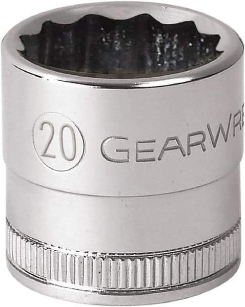 GearWrench - 1/2" Drive, Standard Hand Socket - 12 Points, 1-21/32" OAL, Alloy Steel, Chrome Finish - Eagle Tool & Supply