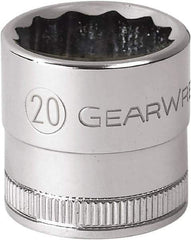 GearWrench - 1/2" Drive, Standard Hand Socket - 12 Points, 1-1/2" OAL, Alloy Steel, Chrome Finish - Eagle Tool & Supply