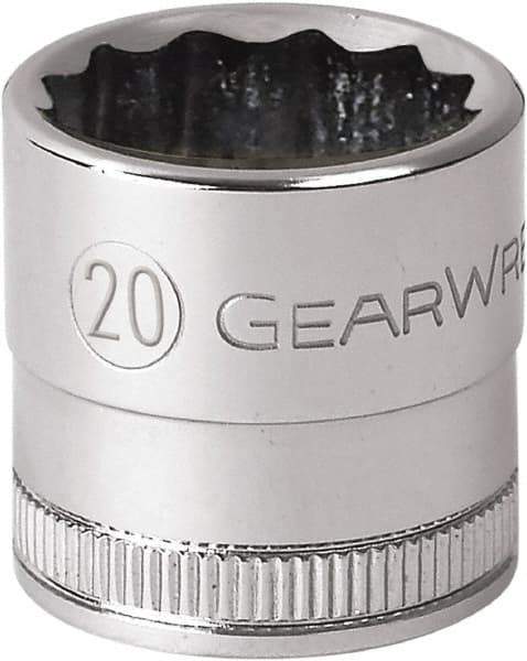 GearWrench - 1/2" Drive, Standard Hand Socket - 12 Points, 1-1/2" OAL, Alloy Steel, Chrome Finish - Eagle Tool & Supply