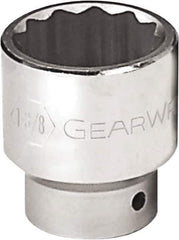 GearWrench - 2-1/8", 3/4" Drive, Standard Hand Socket - 12 Points, 2-7/8" OAL, Alloy Steel, Chrome Finish - Eagle Tool & Supply