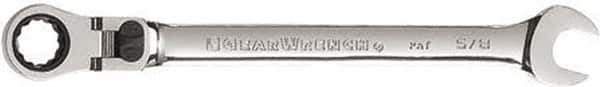 GearWrench - 5/8" 12 Point Flexhead Combination Wrench - 9-1/2" OAL, Steel, Full Polish Finish - Eagle Tool & Supply