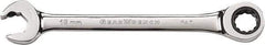 GearWrench - 9/16" 12 Point Combination Wrench - 7-1/2" OAL, Steel, Full Polish Finish - Eagle Tool & Supply