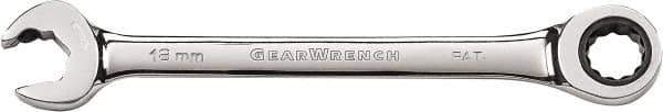 GearWrench - 19mm 12 Point Combination Wrench - 9-49/64" OAL, Steel, Full Polish Finish - Eagle Tool & Supply