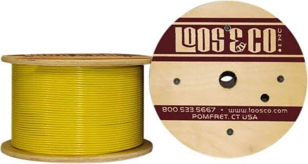 Loos & Co. - 3/16" x 1/8" Diam, Galvanized Steel Wire Rope - 2,000 Lb Breaking Strength, 7 x 19, Vinyl Coating - Eagle Tool & Supply