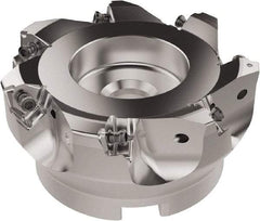 Seco - 100mm Cut Diam, 32mm Arbor Hole, 6.96mm Max Depth of Cut, 92° Indexable Chamfer & Angle Face Mill - 7 Inserts, XNEX080816 Insert, Right Hand Cut, 7 Flutes, Through Coolant, Series R220.79 - Eagle Tool & Supply