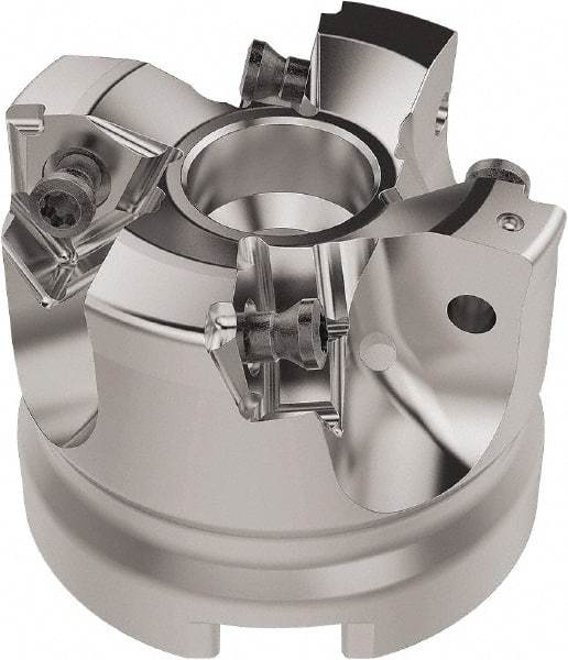Seco - 50mm Cut Diam, 22mm Arbor Hole, 6.96mm Max Depth of Cut, 92° Indexable Chamfer & Angle Face Mill - 4 Inserts, XNEX080816 Insert, Right Hand Cut, 4 Flutes, Through Coolant, Series R220.79 - Eagle Tool & Supply