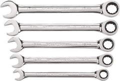 GearWrench - 5 Piece, 10mm to 15mm, 12 Point Combination Wrench Set - Metric Measurement Standard, Chrome Finish - Eagle Tool & Supply