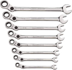 GearWrench - 8 Piece, 5/16" to 3/4", 12 Point Combination Wrench Set - Inch Measurement Standard, Chrome Finish - Eagle Tool & Supply