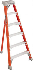 Louisville - 5 Steps, 6' High, Type IA Rating, Fiberglass Tripod Step Ladder - Eagle Tool & Supply