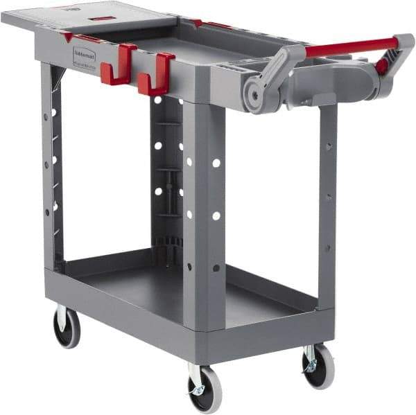 Rubbermaid - 500 Lb Capacity, 17-3/4" Wide x 46-3/16" Long x 36" High Heavy Duty Utility Cart - 2 Shelf, 12 Slot, Structural Foam - Eagle Tool & Supply
