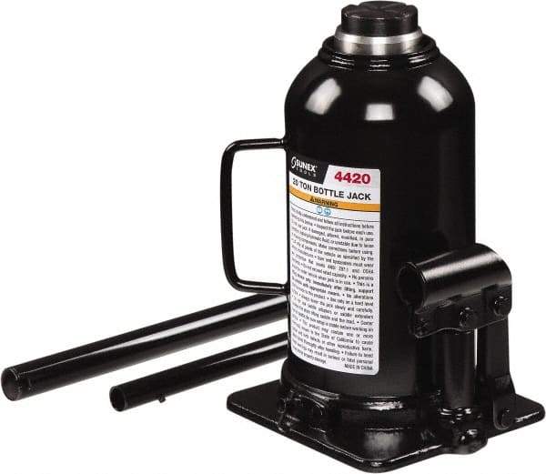 Sunex Tools - 20 Ton Capacity Bottle Jack - 9-1/2" to 17.9" High, 6.42" Long x 5.63" Wide Base - Eagle Tool & Supply