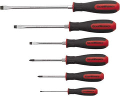 GearWrench - 6 Piece Phillips & Slotted Screwdriver Set - Blade Sizes: Length 3, 4, 6 & 8, Bit Sizes: Philips #1 to #2 - Eagle Tool & Supply