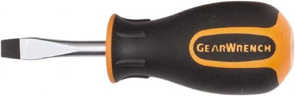 GearWrench - 1/4" Blade Width, 4.1" OAL Slotted Screwdriver - 1-1/2" Blade Length, Round Shank, Acetate with Rubber Grip Handle - Eagle Tool & Supply