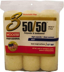 Wooster Brush - 1/2" Nap, 9" Wide Paint Roller Cover - Semi-Rough Texture, 50/50 Polyester & Wool Blend - Eagle Tool & Supply