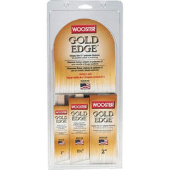 Wooster Brush - 1, 1-1/2 & 2" Angle/Flat Polyester General Purpose Paint Brush Set - 2-3/16, 2-7/16 & 2-11/16" Bristle Length, 2" Wood Fluted Handle - Eagle Tool & Supply