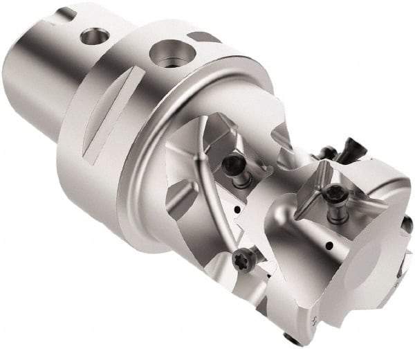 Seco - 54mm Cut Diam, 70.11mm Max Depth of Cut, 105mm OAL, Indexable Square Shoulder Helical End Mill - LOEX Inserts, C5 Modular Connection, 90° Lead Angle, Through Coolant, Series R217.94 - Eagle Tool & Supply