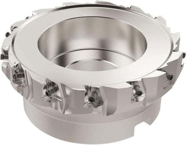 Seco - 14 Inserts, 6" Cut Diam, 2" Arbor Diam, 12mm Max Depth of Cut, Indexable Square-Shoulder Face Mill - 90° Lead Angle, 63mm High, LOEX-12 Insert Compatibility, Series Square T4-12 - Eagle Tool & Supply