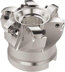 Seco - 6 Inserts, 50.9mm Cutter Diam, 1.8mm Max Depth of Cut, Indexable High-Feed Face Mill - 27mm Arbor Hole Diam, 12.4mm Keyway Width, 50mm High, R220.21 Toolholder, 218.19-160.. Inserts, Series R220.21 - Eagle Tool & Supply