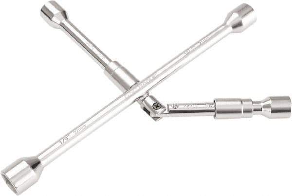 OEM Tools - 14" Long Cross Shaped Lug Nut Wrench Tire Iron - Folding, 11/16, 3/4, 13/16, 7/8" Hex, 17, 19, 21, 22mm - Eagle Tool & Supply