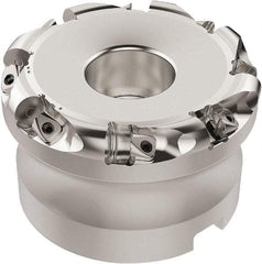 Seco - 50.32mm Cut Diam, 6mm Max Depth, 40mm Arbor Hole, 8 Inserts, RN.. 1207 Insert Style, Indexable Copy Face Mill - R220.26 Cutter Style, 8,400 Max RPM, 63mm High, Through Coolant, Series R220.26 - Eagle Tool & Supply