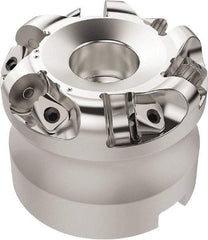 Seco - 50.32mm Cut Diam, 6mm Max Depth, 27mm Arbor Hole, 6 Inserts, RN.. 1207 Insert Style, Indexable Copy Face Mill - R220.26 Cutter Style, 10,600 Max RPM, 50mm High, Through Coolant, Series R220.26 - Eagle Tool & Supply