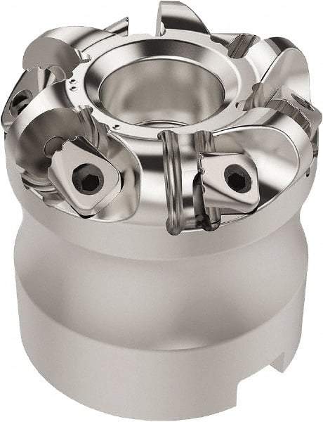 Seco - 37.33mm Cut Diam, 6mm Max Depth, 22mm Arbor Hole, 6 Inserts, RN.. 1204 Insert Style, Indexable Copy Face Mill - R220.26 Cutter Style, 16,700 Max RPM, 45mm High, Through Coolant, Series R220.26 - Eagle Tool & Supply