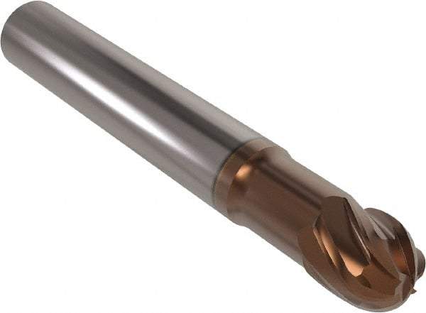 Seco - 10mm Diam, 10mm LOC, 6 Flute Solid Carbide Ball End Mill - HXT Finish, Single End, 72mm OAL, 10mm Shank Diam, Spiral Flute - Eagle Tool & Supply