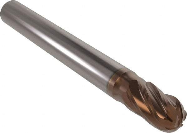 Seco - 8mm Diam, 13mm LOC, 6 Flute Solid Carbide Ball End Mill - HXT Finish, Single End, 58mm OAL, 8mm Shank Diam, Spiral Flute - Eagle Tool & Supply