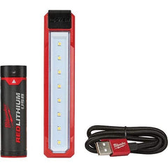 Milwaukee Tool - White LED Bulb, 445 Lumens, Hands-free Flashlight - Black, Red Plastic Body, 1 AAA Lithium Battery Included - Eagle Tool & Supply