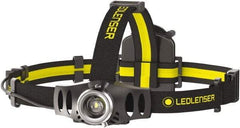 LED LENSER - White LED Bulb, 200 Lumens, Hands-free Flashlight - Black, Yellow Plastic Body, 3 AAA NiMH Batteries Included - Eagle Tool & Supply