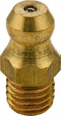 Umeta - Straight Head Angle, 5/16-24 UNF Brass Standard Grease Fitting - 9mm Hex, 15mm Overall Height, 5.5mm Shank Length - Eagle Tool & Supply