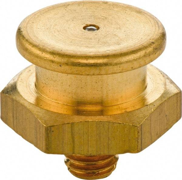 Umeta - Straight Head Angle, M8x1 Metric Brass Button-Head Grease Fitting - 17mm Hex, 17mm Overall Height - Eagle Tool & Supply