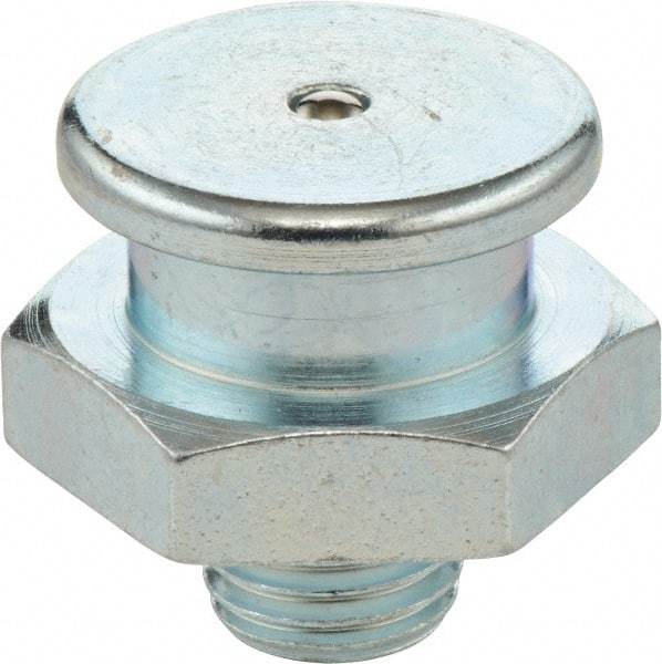 Umeta - Straight Head Angle, M8x1.25 Metric Stainless Steel Button-Head Grease Fitting - 17mm Hex, 17mm Overall Height - Eagle Tool & Supply