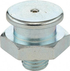 Umeta - Straight Head Angle, 3/8 BSPP Steel Button-Head Grease Fitting - 17mm Hex, 18mm Overall Height - Eagle Tool & Supply