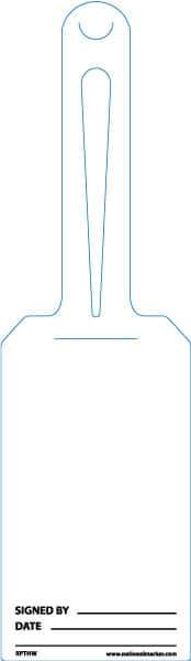NMC - 11-1/4" High x 3-1/4" Long, Blank, English Safety & Facility Blank Tag - White Unrippable Vinyl - Eagle Tool & Supply