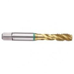M12x1.0 6H 3-Flute Cobalt Green Ring Semi-Bottoming 40 degree Spiral Flute Tap-TiN - Eagle Tool & Supply