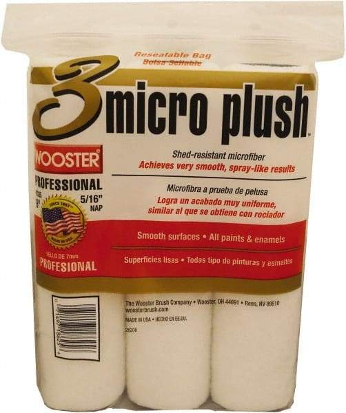 Wooster Brush - 5/16" Nap, 9" Wide Paint Roller Cover - Smooth Texture, Microfiber - Eagle Tool & Supply