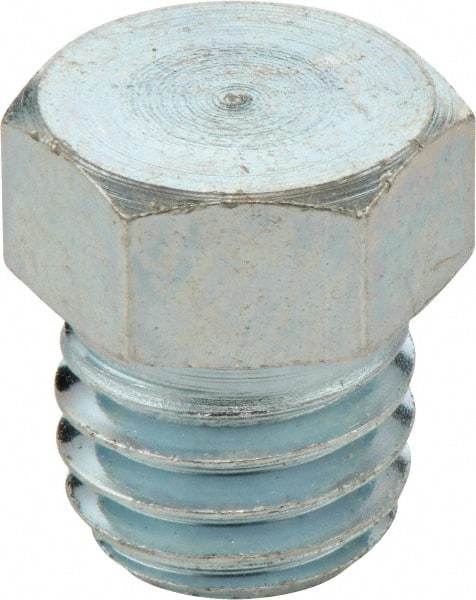 Umeta - Straight Head Angle, M6x1 Metric Steel Plug-Style Grease Fitting - 7mm Hex, 8.5mm Overall Height - Eagle Tool & Supply