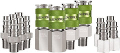 Legacy - 14 Piece 1/4" Body 1/4 NPT 300 psi Steel/Aluminum High Flow Pneumatic Coupling Plug Set - Eagle Tool & Supply