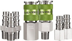 Legacy - 7 Piece 1/4" Body 1/4 NPT 300 psi Steel/Aluminum High Flow Pneumatic Coupling Plug Set - Eagle Tool & Supply