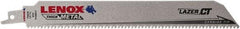 Lenox - 9" Long x 1" Thick, Bi-Metal Reciprocating Saw Blade - Tapered Profile, 8 TPI, Toothed Edge, Tang Shank - Eagle Tool & Supply