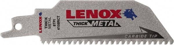 Lenox - 4" Long x 1" Thick, Bi-Metal Reciprocating Saw Blade - Tapered Profile, 8 TPI, Toothed Edge, Tang Shank - Eagle Tool & Supply