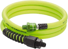Legacy - 3/8" ID x 0.61" OD 6' Long Lead-In Whip Hose - MNPT High Flow Ball Swivel x MNPT Ends, 300 Working psi, -40 to 140°F, 1/4" Fitting, Green - Eagle Tool & Supply