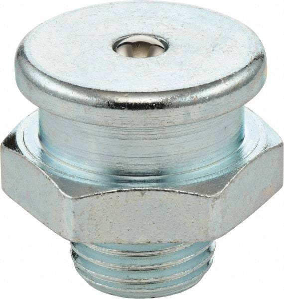 Umeta - Straight Head Angle, 1/2-14 BSPP Steel Button-Head Grease Fitting - 22mm Hex, 21.5mm Overall Height - Eagle Tool & Supply