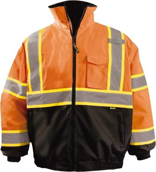 OccuNomix - Size 2XL Cold Weather Jacket - High Visbility Orange, Black, Denier Polyester, Zipper Closure, 66" Chest - Eagle Tool & Supply