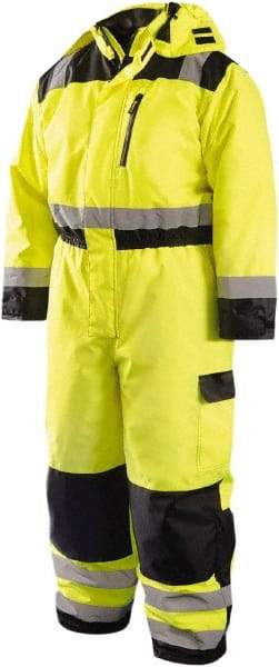 OccuNomix - Size L, Yellow, Zipper, Cold Weather Coverall - 50" Chest, Polyester, 7 Pockets, Waterproof - Eagle Tool & Supply